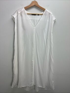 Athleta White Midi Dress Modal Lightweight Large Coastal Beachy Swim Cover Up